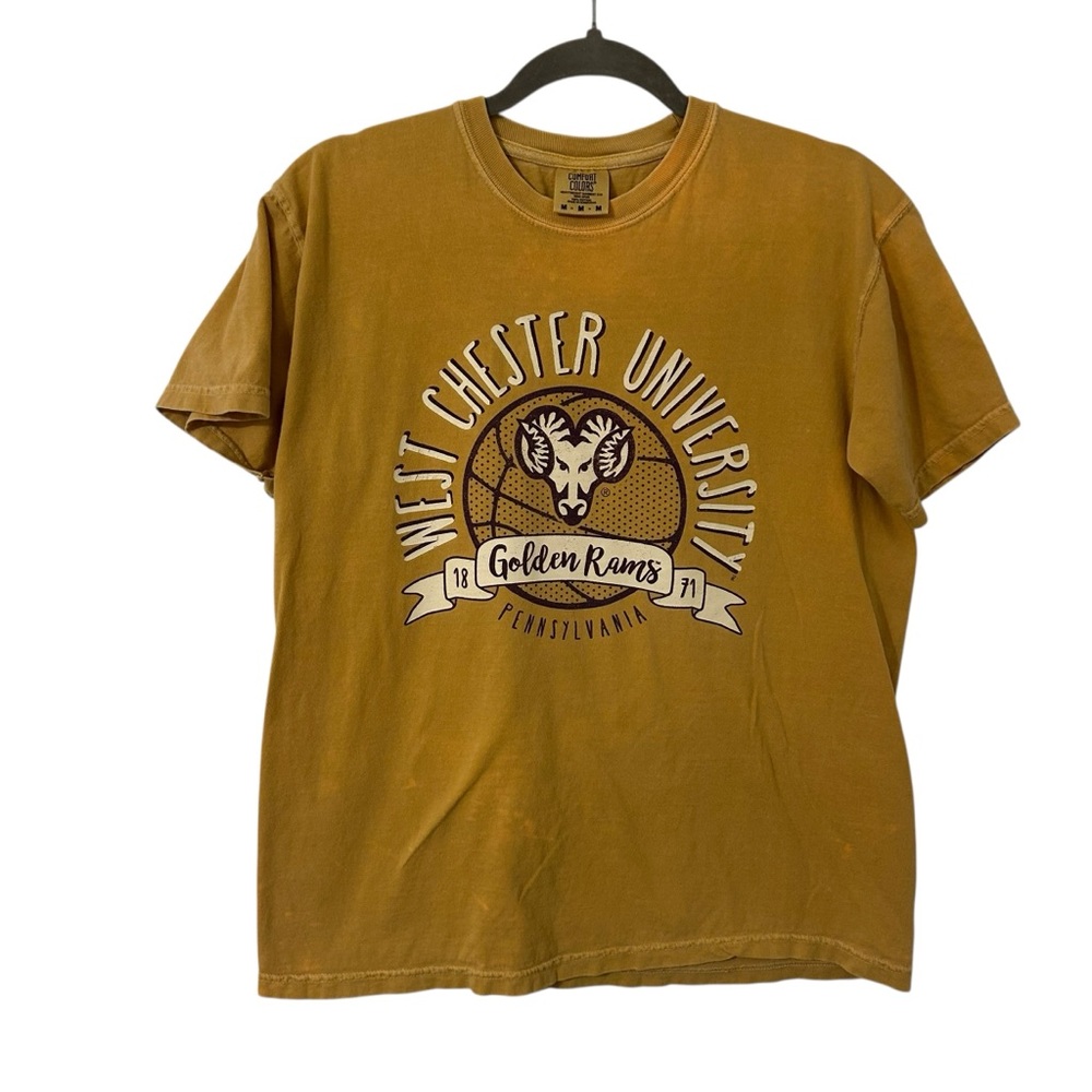 Yellow West Chester University Rams Top Shirt Tee College Women’s Unisex Medium!